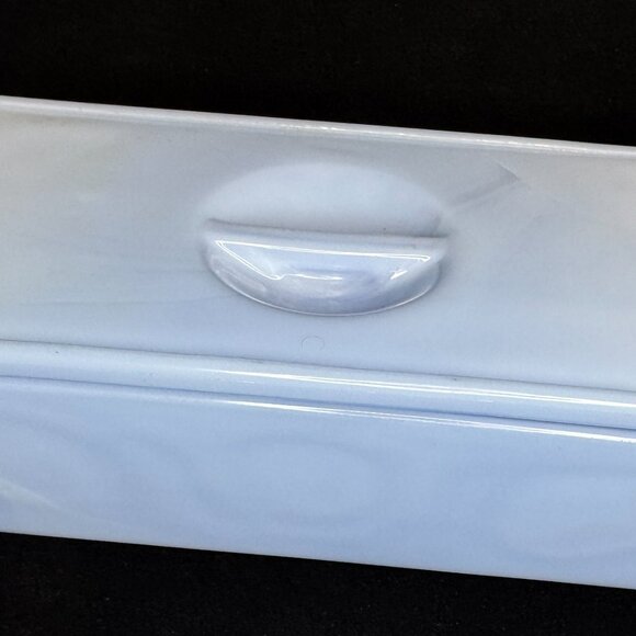Vtg Jeannette Delphite blue Rectangular Refrigerator Dish With Lid MCM - 1463 - Picture 4 of 14